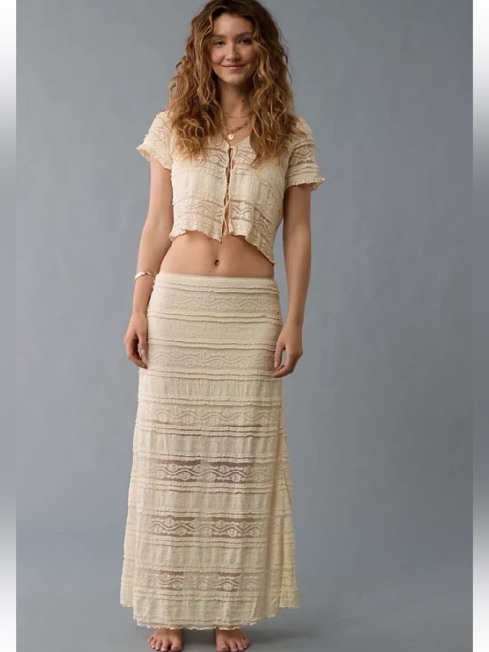 NWT American Eagle Tiered Lace Maxi Skirt